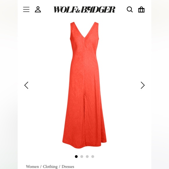 Wolf & Badger Haris Cotton V” Neck Maxi Linen Dress - Coral Reef Size XS - Picture 2 of 11